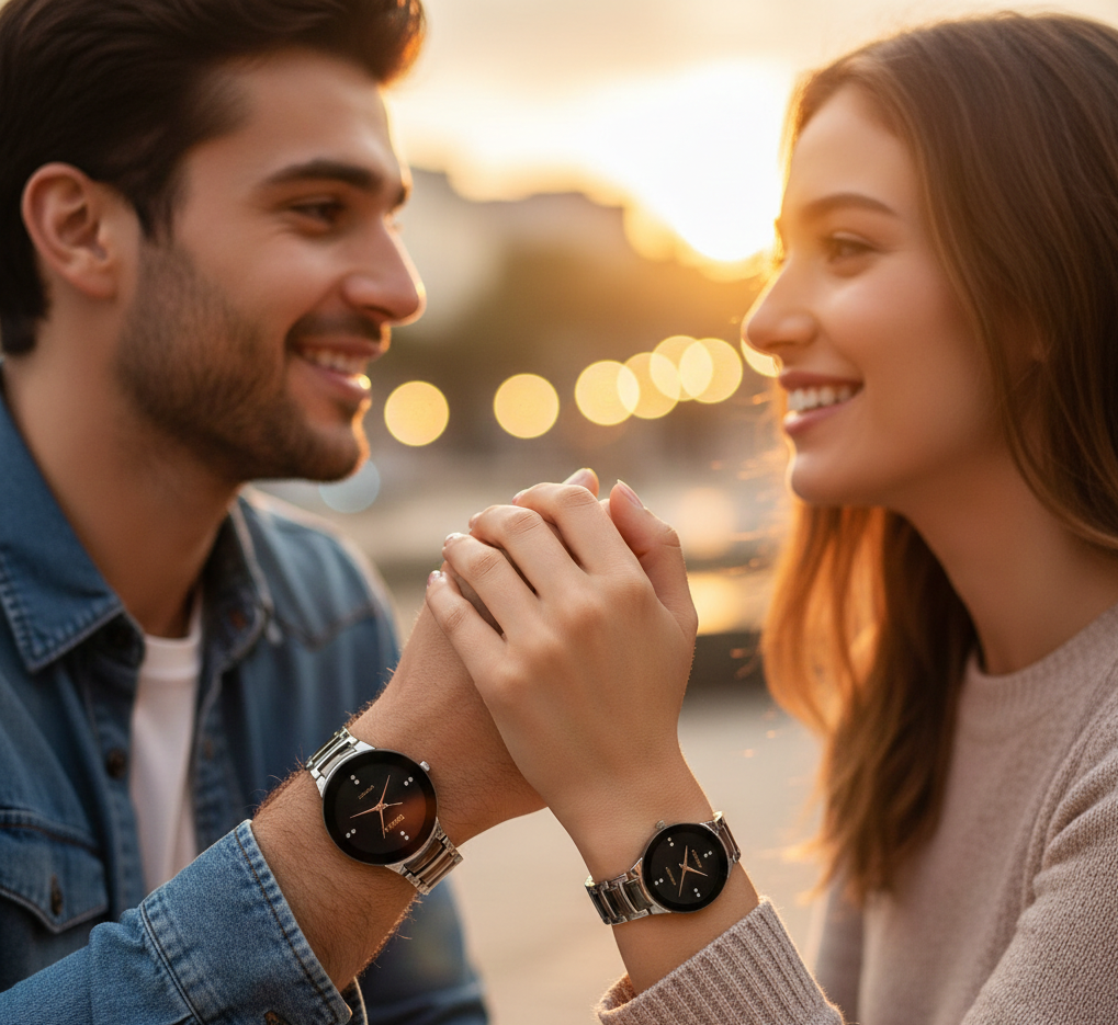 POSITIF Couple Watch – Elegant Matching His & Her Timepieces | Stylish Pair Gift For Lovers,